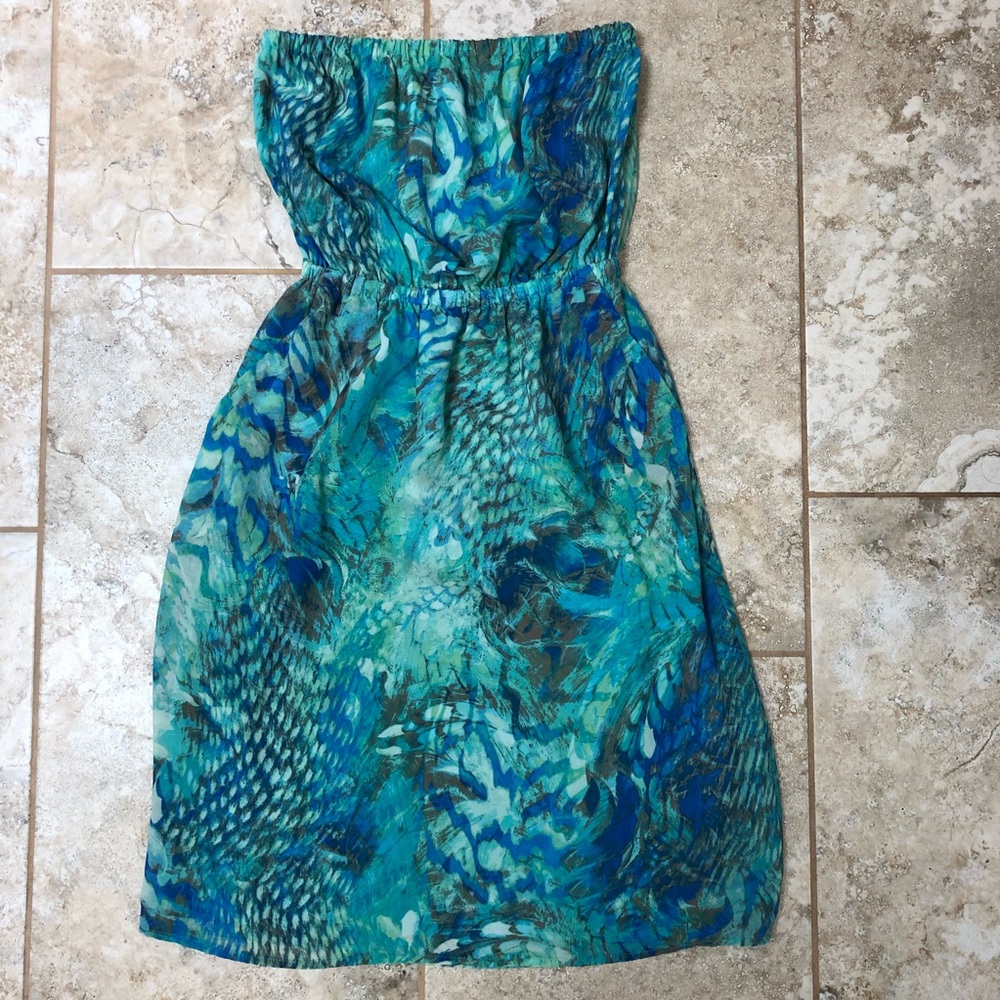 Forever 21 Strapless Abstract Print Dress